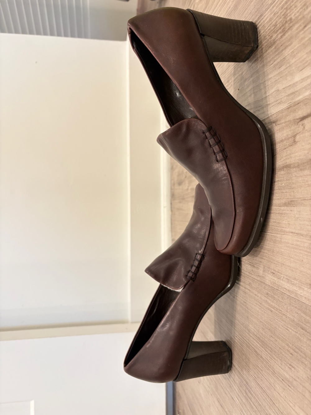Women’s Brown Leather Slip-On Dress Heels